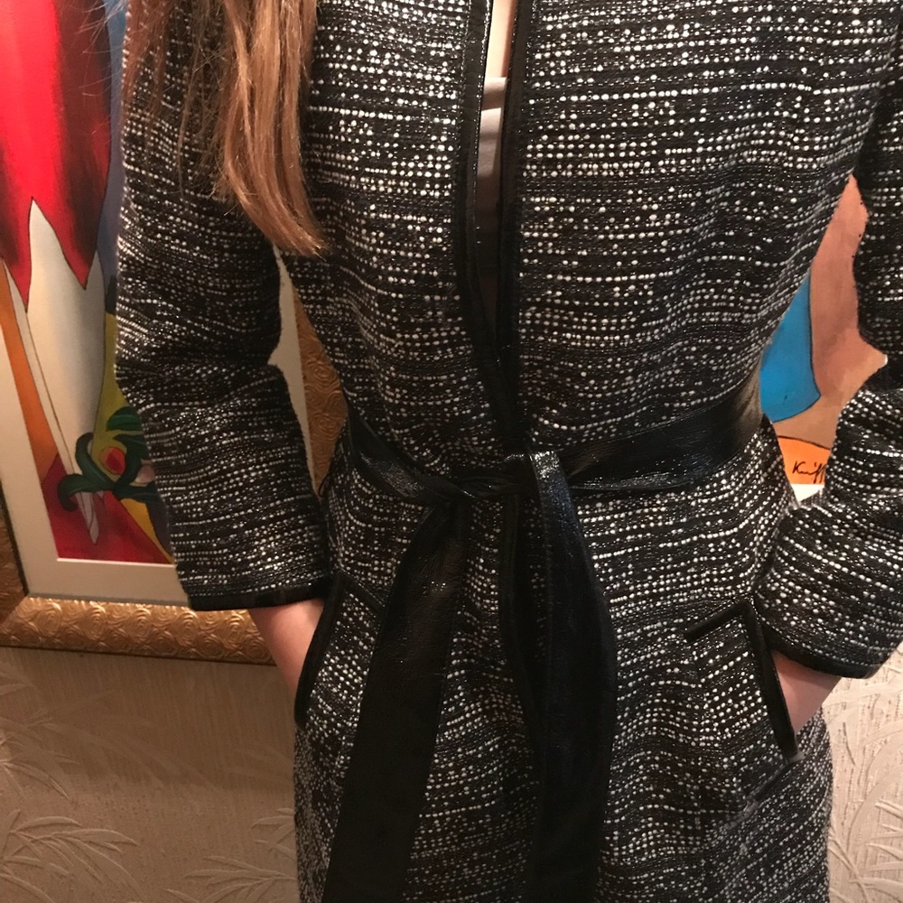 Cache Tweed Jacket With Sash Tie Size Xs - image 4